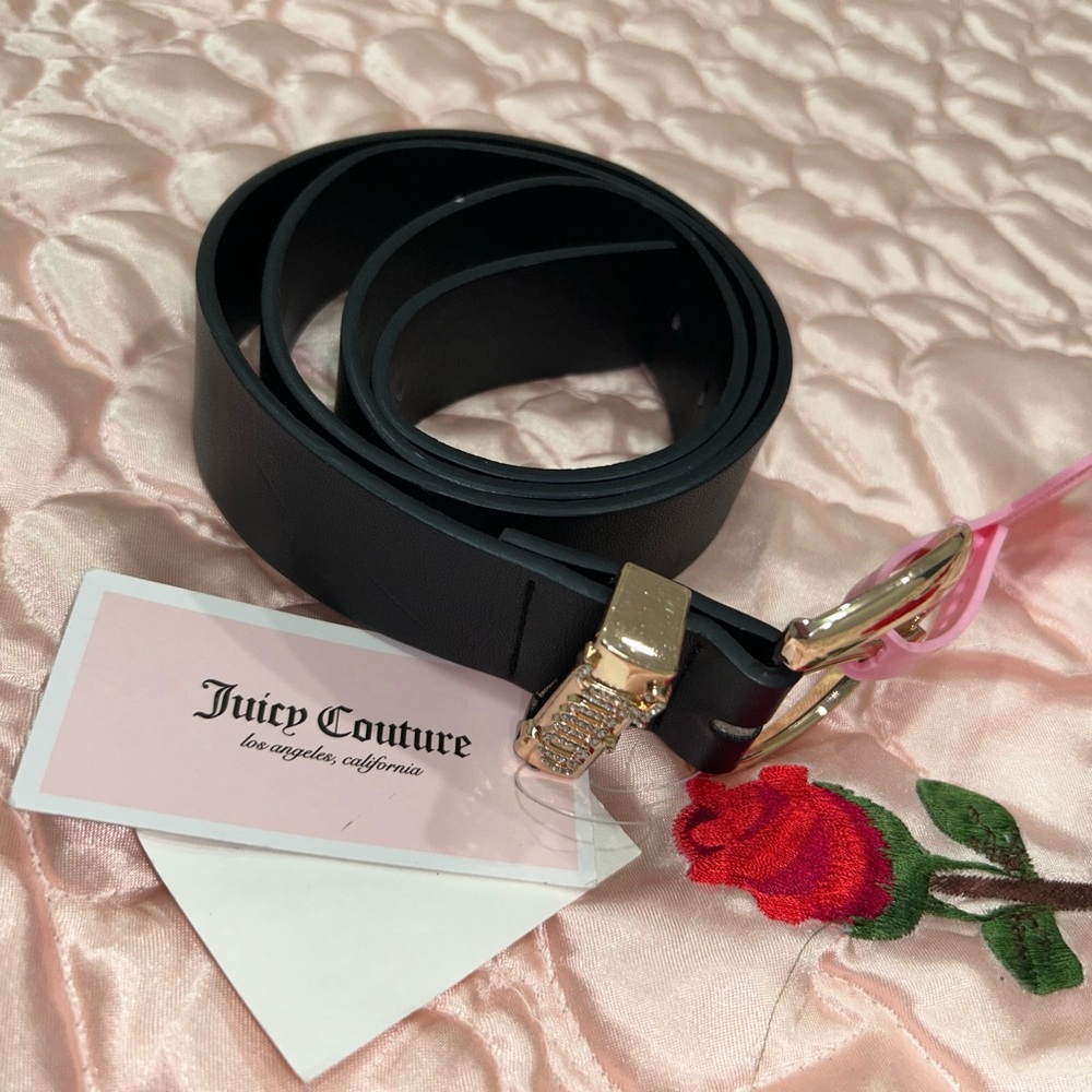 Juicy Couture Elegant Black Belt with Gold Accents